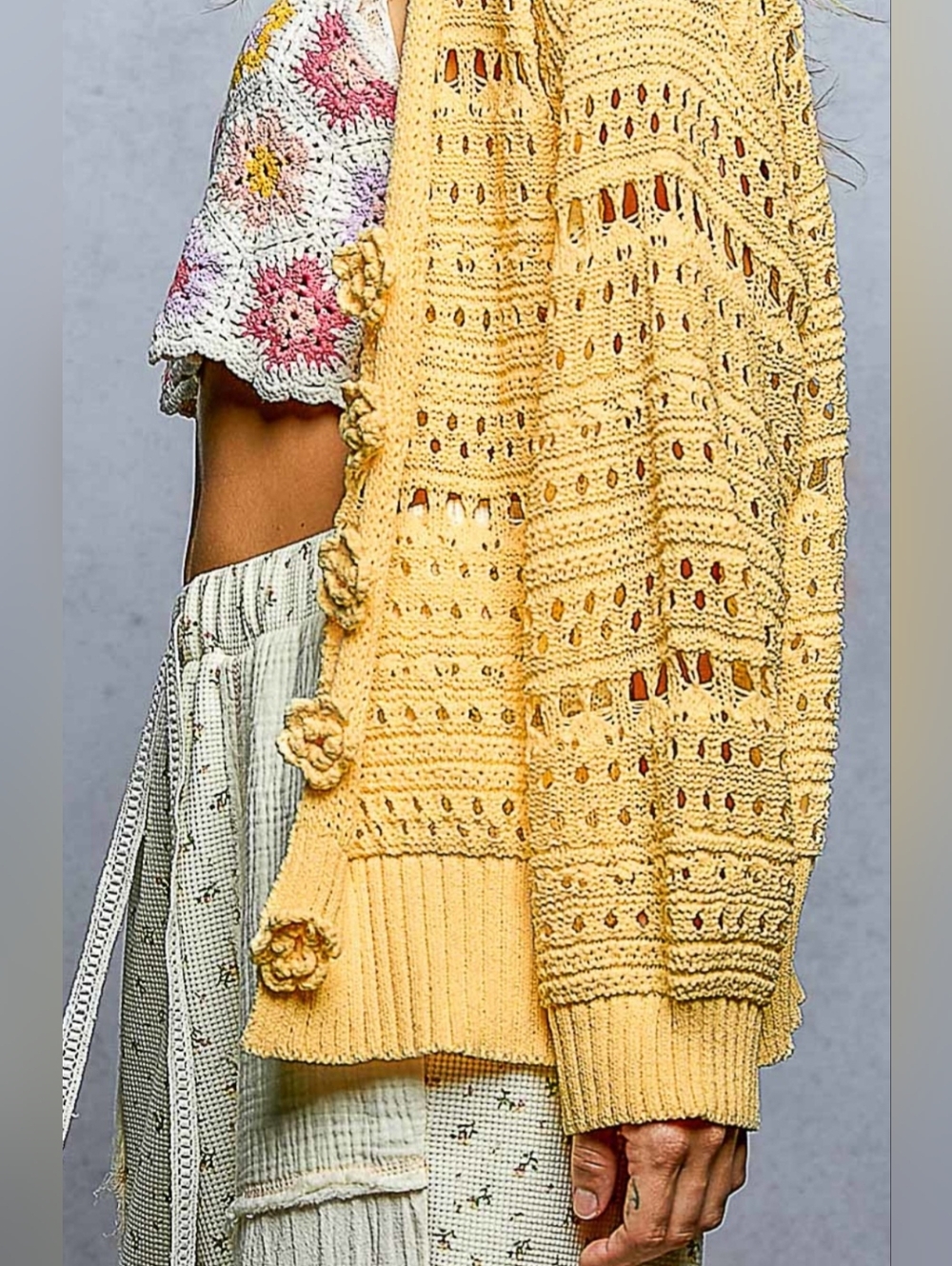 #1520 POL Golden Sun Crochet Cardigan - Picture 8 of 8